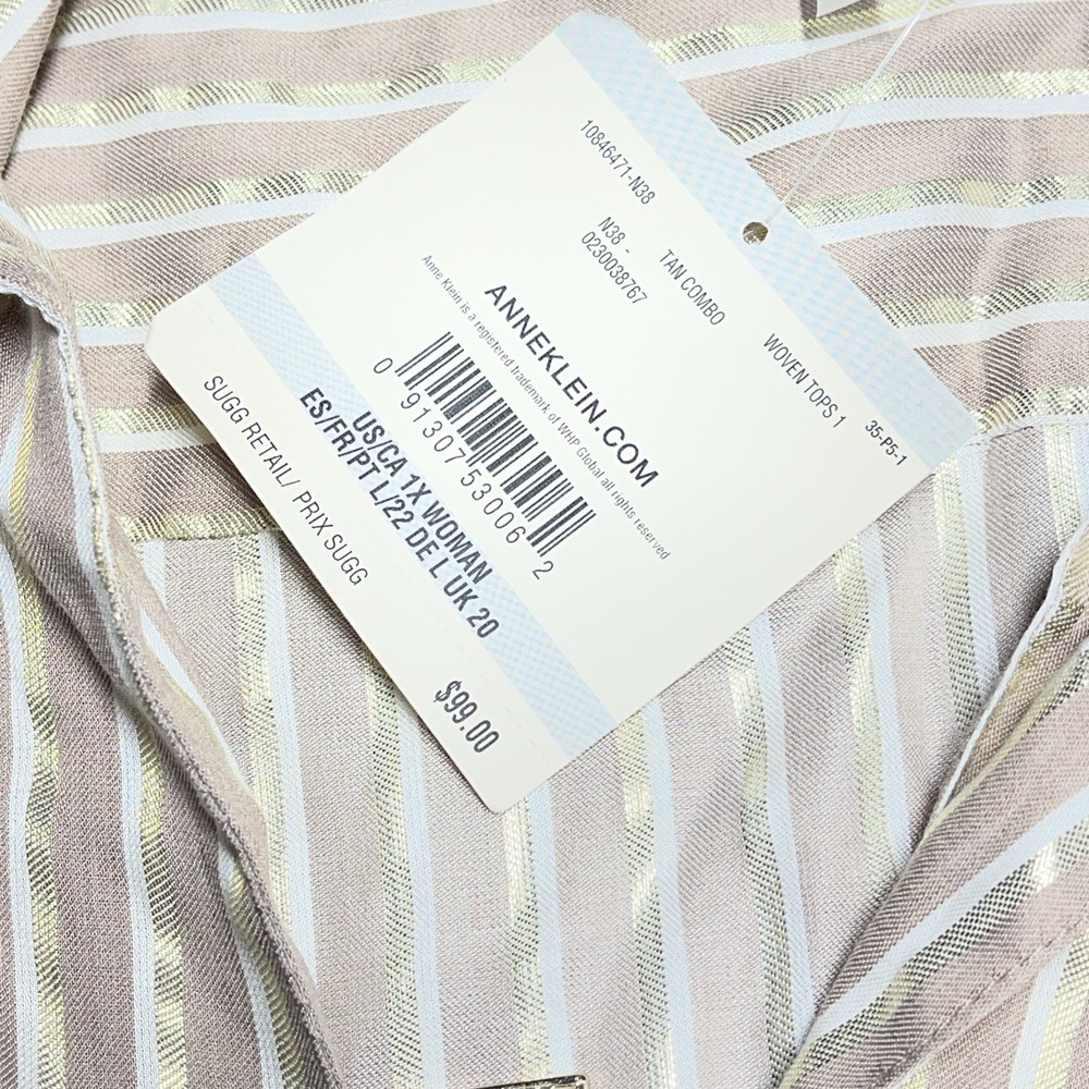 anne klein Women Top Long Sleeves Size 1X Brown Gold - Picture 12 of 16